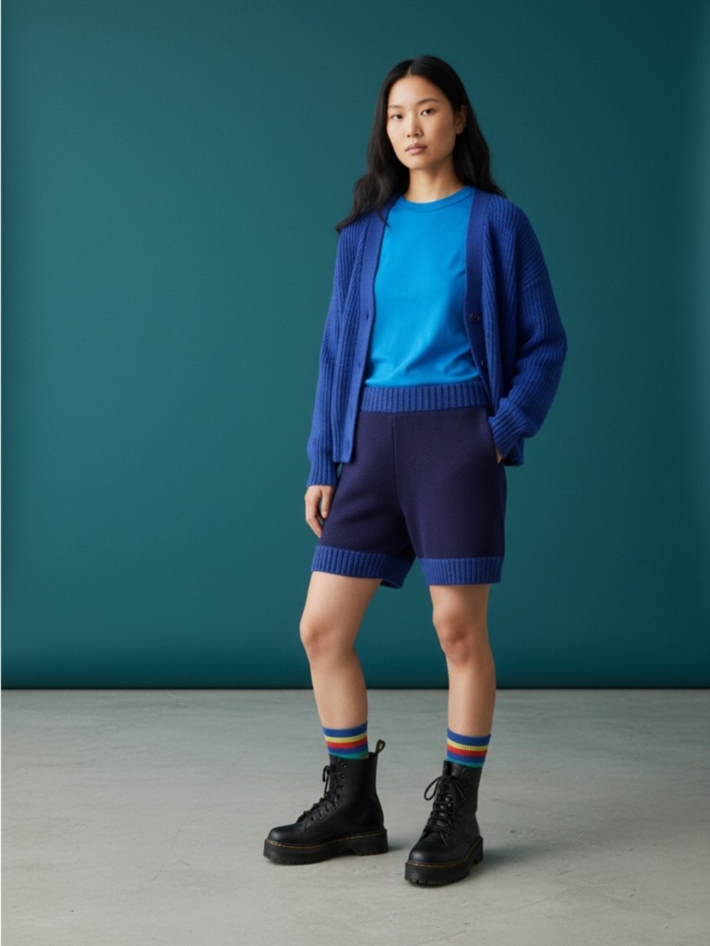 Blanca Line Navy Bermuda Knit Shorts - Size Sm/ xSm
